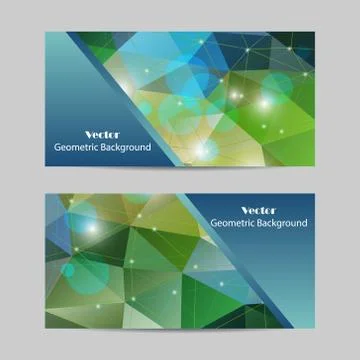 Set of vector banners with polygonal background Stock Illustration