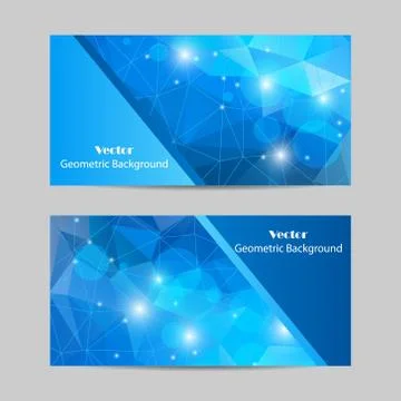 Set of vector banners with polygonal background Stock Illustration