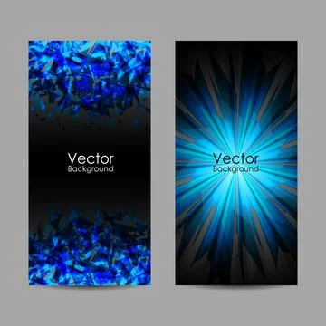 Set of vector banners with polygonal background Stock Illustration