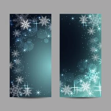 Set of vector banners with stars and snowflakes Stock Illustration