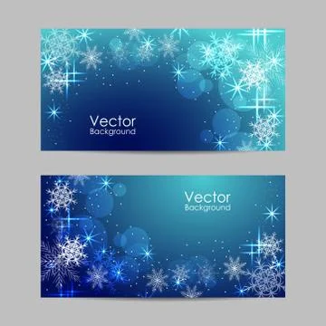 Set of vector banners with stars and snowflakes Stock Illustration