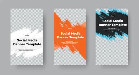 Set of vector banners for stories with grunge elements and place for photo. イラスト素材