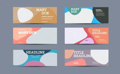 Set of vector banners template with abstract color pattern イラスト素材