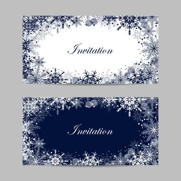 Set of vector banners with winter pattern Stock Illustration