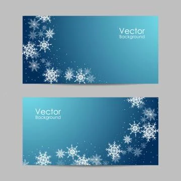 Set of vector banners with winter pattern Stock Illustration