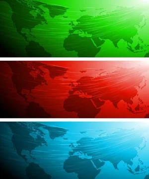 Set of vector banners with world map. Eps 10 Set of vector banners with wo... Stock Photos