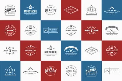 Set of Vector Barber Shop Elements and Shave Shop Icons Illustration can be u Stock Illustration