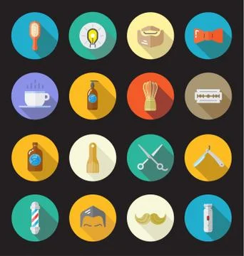 Set of Vector Barber Shop Elements and Shave Shop Icons Illustration can be u Stock Illustration
