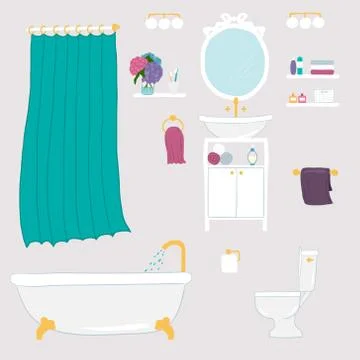 Set of vector bathroom and personal hygiene icons Illustrazione stock