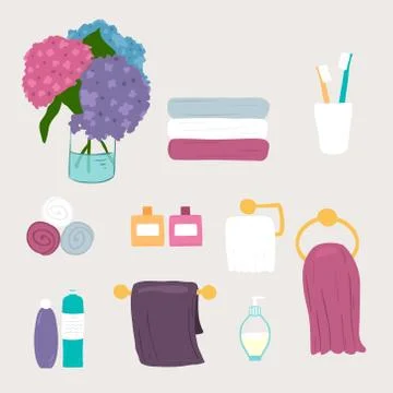 Set of vector bathroom and personal hygiene icons Stock Illustration