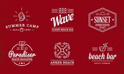 Set of Vector Beach Sea Bar Elements and Summer can be used as Logo or Icon i Stock Illustration