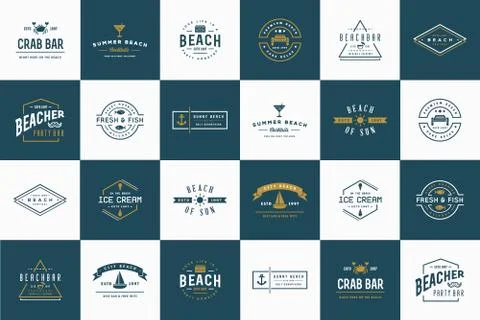 Set of Vector Beach Sea Bar Elements and Summer can be used as Logo or Icon i Stock Illustration