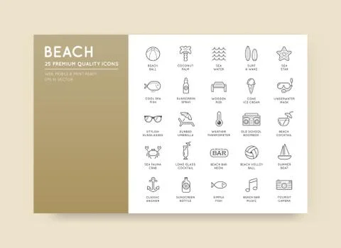 Set of Vector Beach Sea Bar Elements and Summer can be used as Logo or Icon i Stock Illustration
