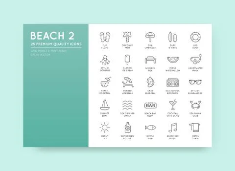 Set of Vector Beach Sea Bar Elements and Summer can be used as Logo or Icon i Stock Illustration