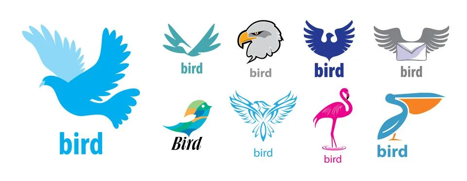 A set of vector Bird logos on a white background Stock Illustration