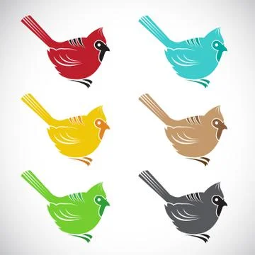 Set of vector bird on white background Stock Illustration