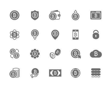 Set of vector bitcoin symbol or icon. Investments, payments and exchange Stock Illustration