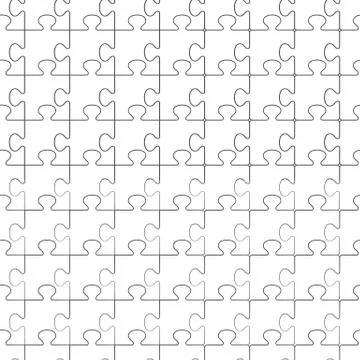 Set of vector black and white seamless pattern with puzzles. Stock Illustration