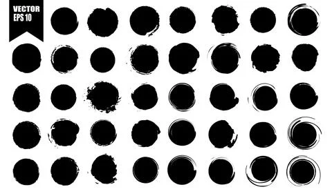 Set of vector black circles. Black spots on white background isolated. Spots for Stock Illustration