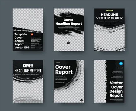 Set of vector black covers with grunge elements for photo. Stock Illustration
