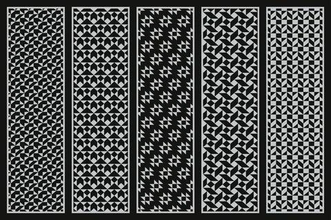 Set of vector black decorative seamless patterns with geometric shapes. Abstract イラスト素材