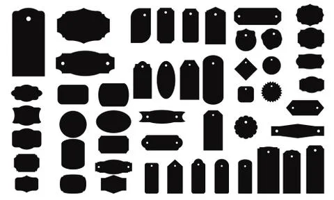 Set vector black monochrome frames, labels and stickers. Illustrazione stock