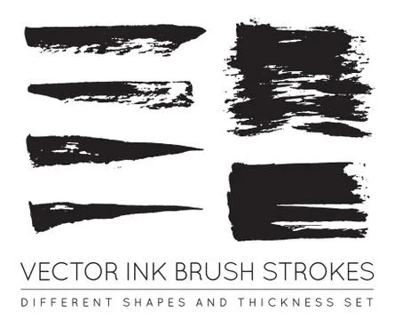 Set of Vector Black Pen Ink Brush Strokes. Grunge Ink Brush Stroke. Dirty Bru Illustrazione stock