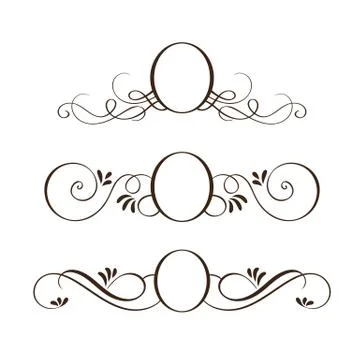 Set of vector black round vintage frames, design elements with place for text Illustrazione stock