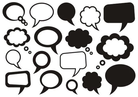 Set of vector black speech and thought bubbles Illustration