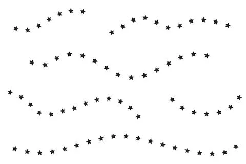 Set Vector Black waving line from star Shape, Isolated on White Stock Illustration