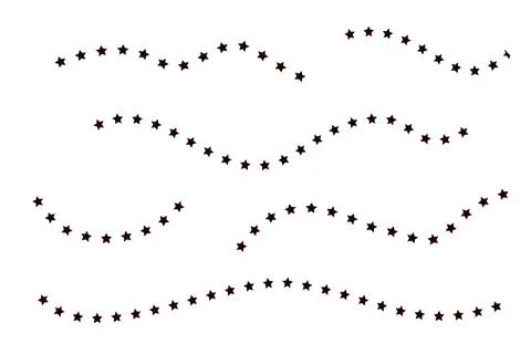 Set Vector Black waving line from star Shape, Isolated on White Stock Illustration