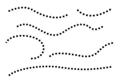 Set Vector Black waving line from star Shape, Isolated on White Stock Illustration