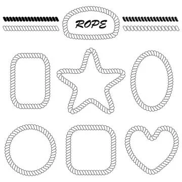 Set of vector blank frames in the shape of a heart, star, round, square, oval Stock Illustration