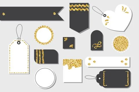 Set of vector blank isolated gift box tags or sale shopping labels with rope イラスト素材