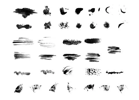 Set of vector blots. White background with spots for design. Ink stains and Stock Illustration