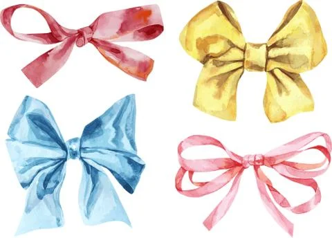 Set of vector bows of different colors Illustrazione stock