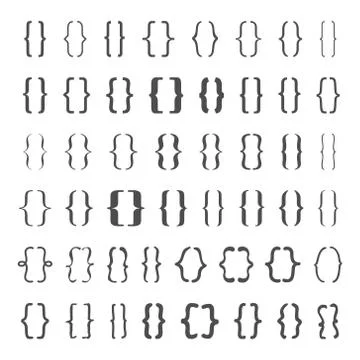 Set of vector braces or curly brackets icon Stock Illustration
