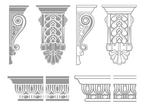 Set of vector brackets in engraving style Stock Illustration