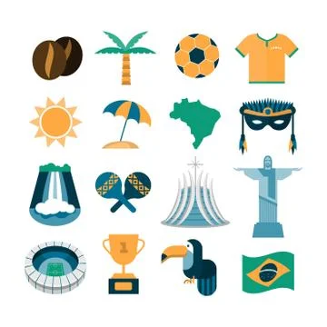 Set of vector Brazil icons Stock Illustration