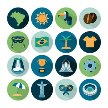 Set of vector Brazil icons Illustrazione stock
