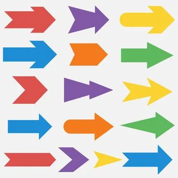 A set of vector bright multi-colored arrow Stock Illustration