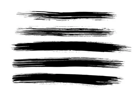 Set of vector brush strokes. Collection of isolated grungy ink stains Stock Illustration