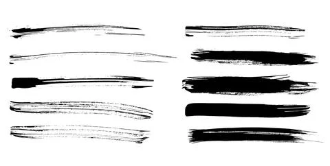 Set of vector brush strokes. Collection of isolated grungy ink stains Illustrazione stock