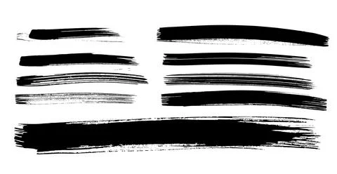 Set of vector brush strokes. Collection of isolated grungy ink stains Illustrazione stock
