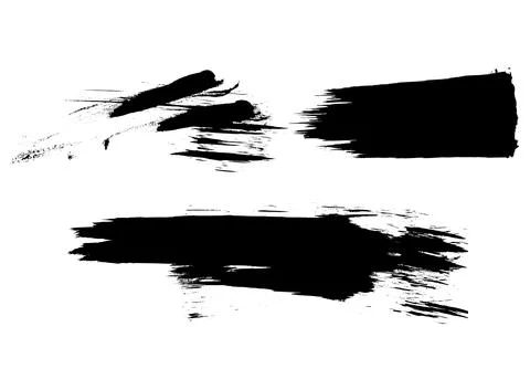 Set of vector brush strokes. Collection of isolated grungy ink stains Stock Illustration