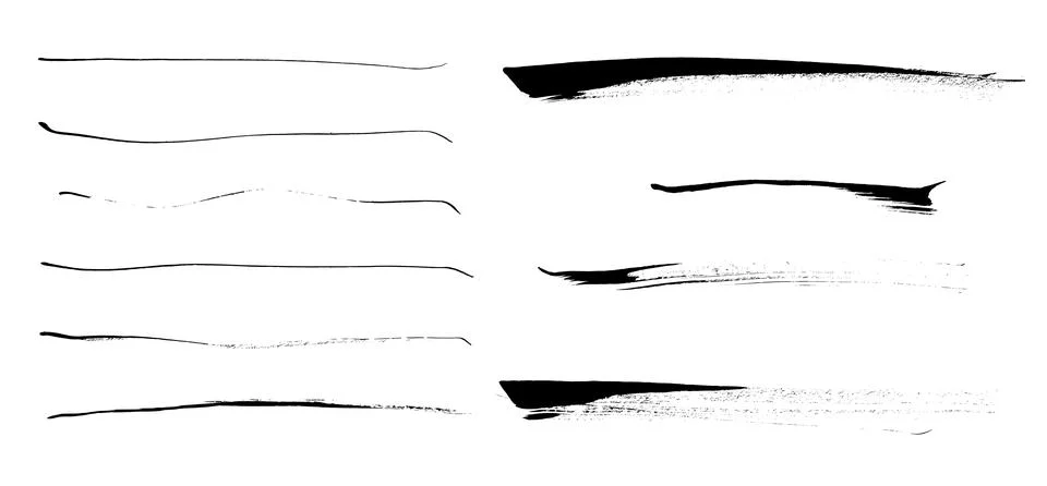 Set of vector brush strokes. Collection of isolated grungy ink stains Illustrazione stock