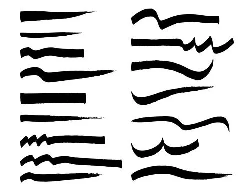 Set of vector brush strokes, Hand Drawn black paint brush grunge Collection Stock Illustration