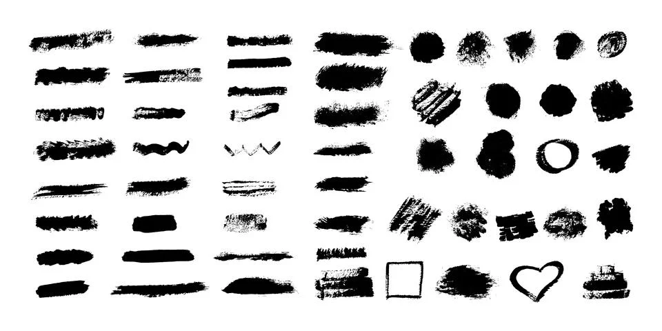 Set of vector brush strokes. Ink splatter. Grunge black artistic brush stroke de Stock Illustration