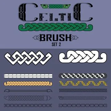Set of vector brushes in Celtic style. Elements of design. Stock Illustration