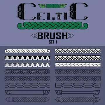 Set of vector brushes in Celtic style. Elements of design. Stock Illustration